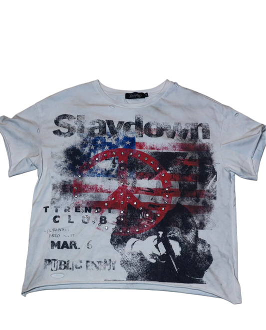 "STAYDOWN" Rhinestone T-shirt